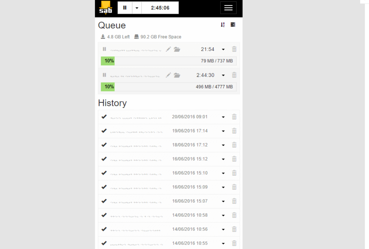 SABnzbd screenshot