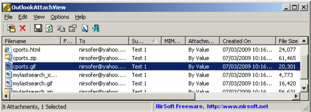 OutlookAttachView screenshot