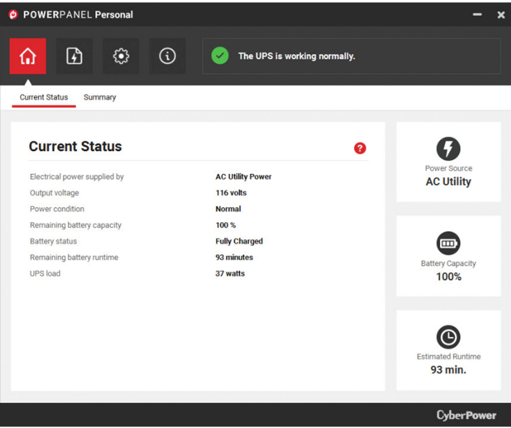 PowerPanel Personal screenshot