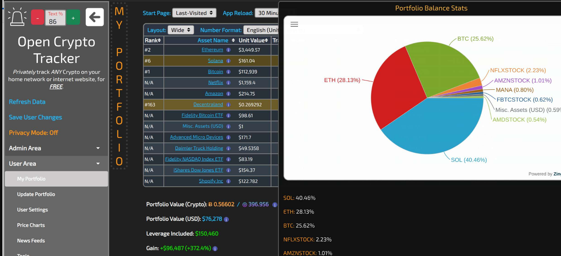 Open Crypto Tracker screenshot