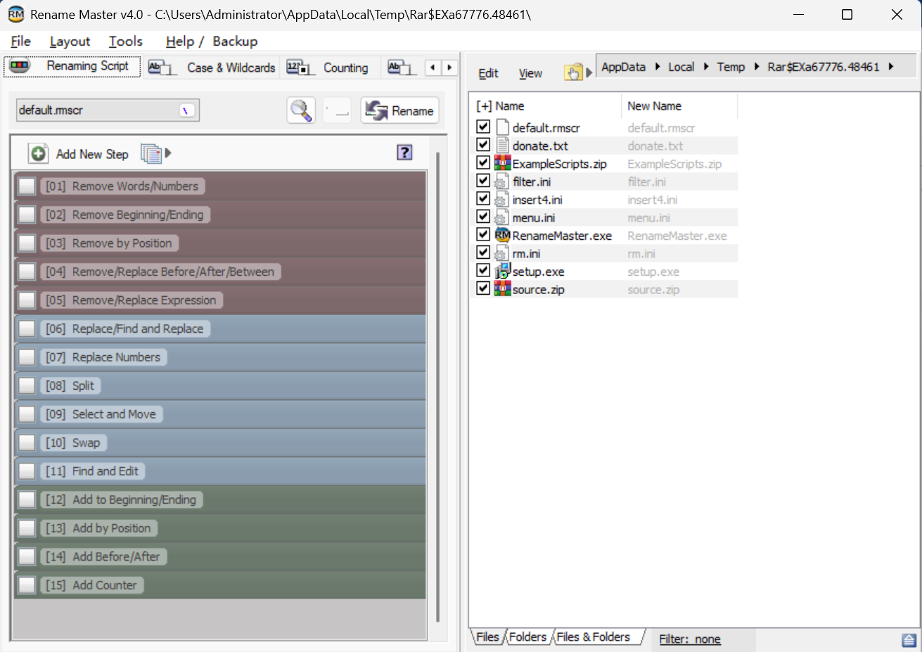 Rename Master screenshot