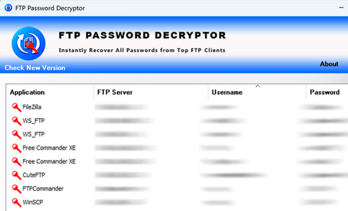 FTP Password Decryptor screenshot