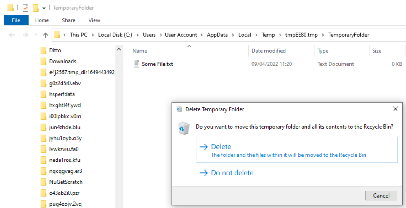 Temporary Folders screenshot